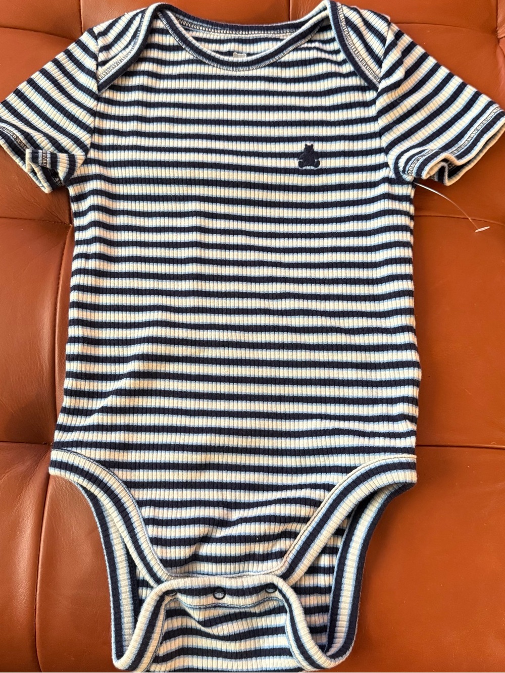 GAP Navy & White Striped Ribbed One-Piece Bodysuit